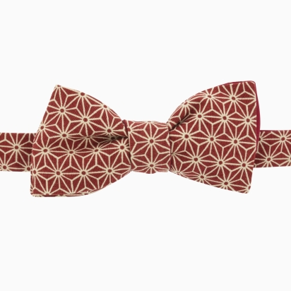 Burgundy Asanoha Japanese bow tie