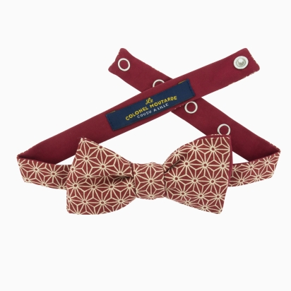 Burgundy Asanoha Japanese bow tie