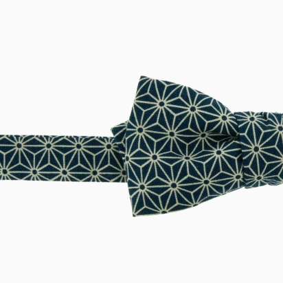 Navy blue Asanoha Japanese Bow Tie