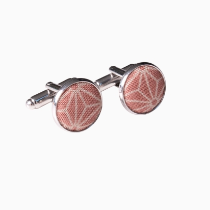 Dusky pink Asanoha Japanese cufflinks 2