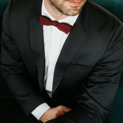 Burgundy Phoenix Japanese bow tie