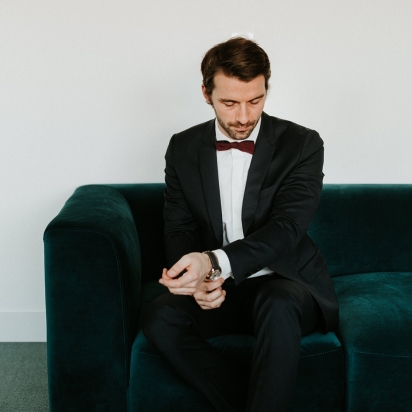 Burgundy Phoenix Japanese bow tie