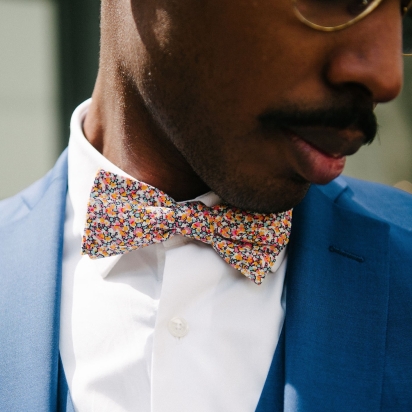 Liberty Orange / grey Pepper Bow Tie 2