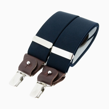 Chocolate brown leather navy blue LARGE braces