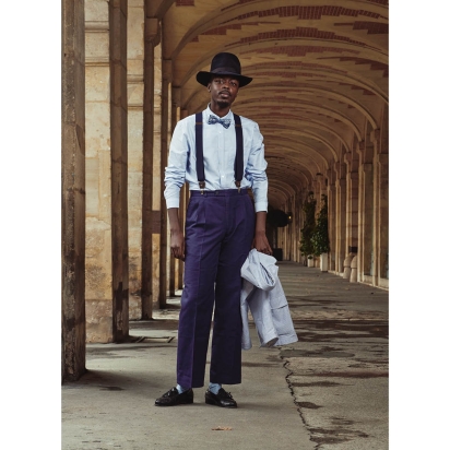 Chocolate brown leather navy blue...