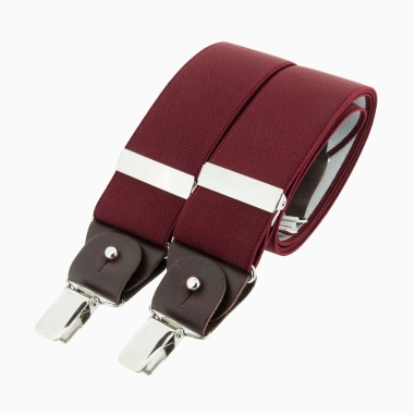 Chocolate brown leather burgundy LARGE braces