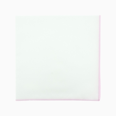 Baby pink bordered white pocket square