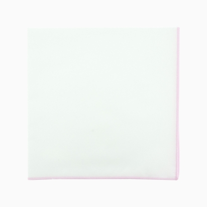 Baby Pink Bordered White Pocket Square