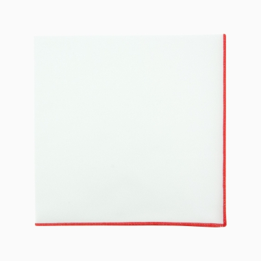 Red bordered white pocket square