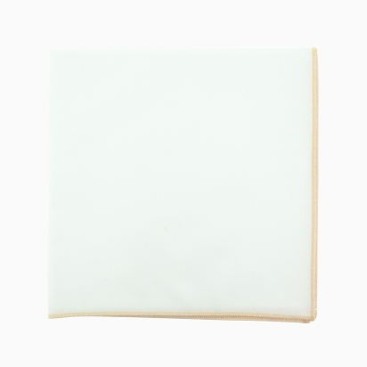 Mustard bordered white pocket square