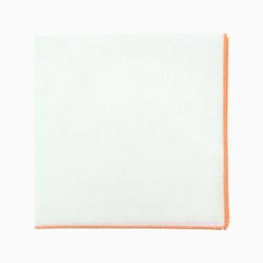 Orange bordered white pocket square