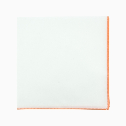 Orange bordered white pocket square