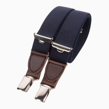 Chocolate brown leather navy blue SKINNY braces