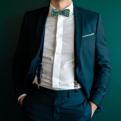 Bretelles Fines bleu marine cuir chocolat 2