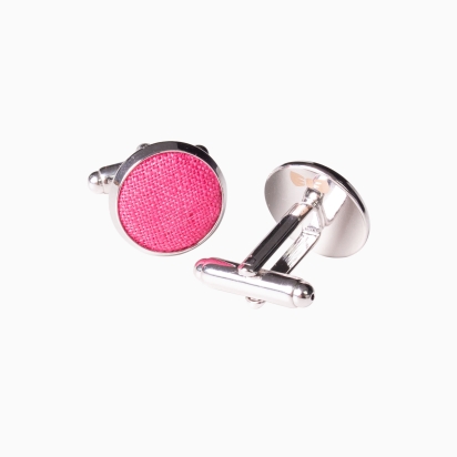 Fushia linen cufflinks