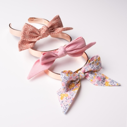 Bracelet nœud / Jonc Or Rosé - Tissu au choix 2