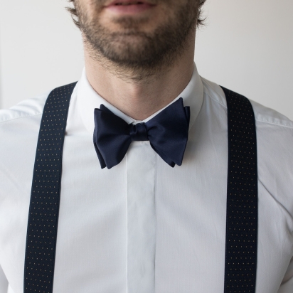 Navy blue Silk Bow Tie 2