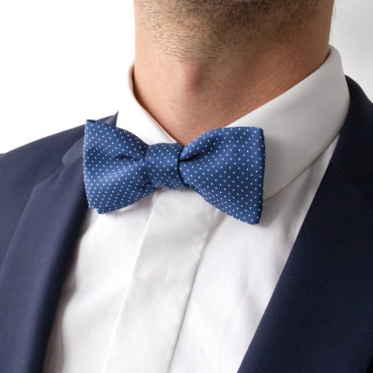 Mid blue Venezia Silk Bow Tie 2