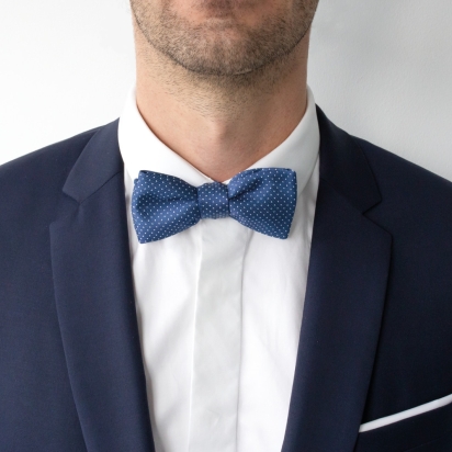 Mid blue Venezia Silk Bow Tie