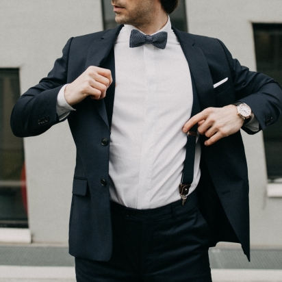 Navy blue Milano Silk Bow Tie 2