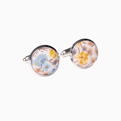 Mustard / Sky Blue Liberty Phoebe cufflinks 2