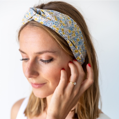 Headband Liberty Phoebe moutarde / bleu ciel 2
