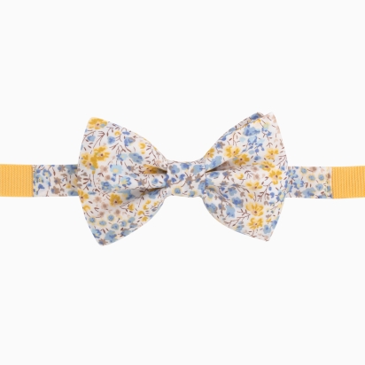 Noeud papillon ENFANT Liberty Phoebe moutarde / bleu ciel