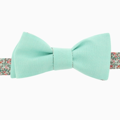 Noeud papillon vert d'eau doublure Liberty Pepper pivoine