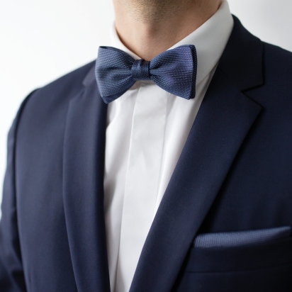 Midnight Blue Fiorenza Silk Bow Tie 2