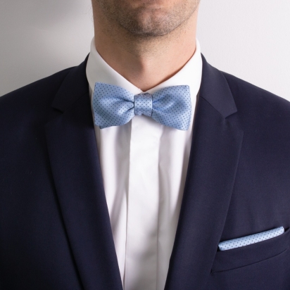 Sky Blue Venezia Silk Bow Tie 2