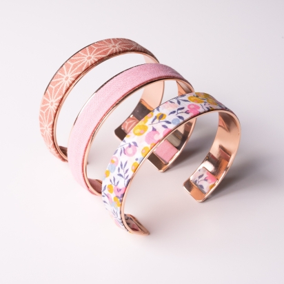 Rose Gold Bracelet - Choice of fabric 2