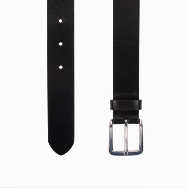 Black Leather Belt / Silver Buckle