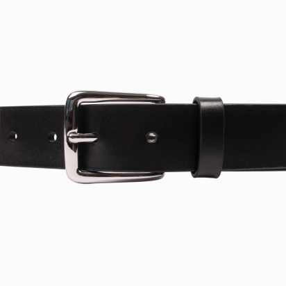 Black Leather Belt / Silver Buckle