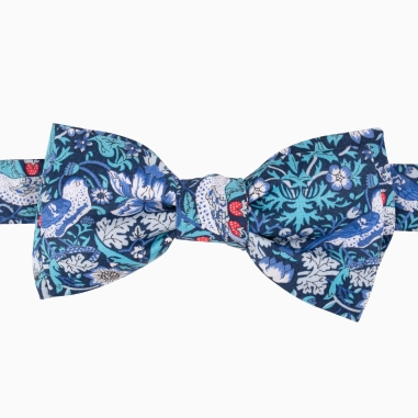 Turquoise blue Strawberry Thief Liberty bow tie