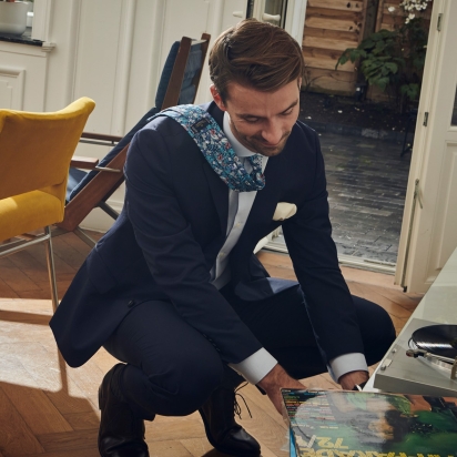 Cravate Liberty Strawberry Thief bleu...