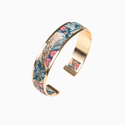Bracelet laiton doré - Liberty Strawberry Thief vert...