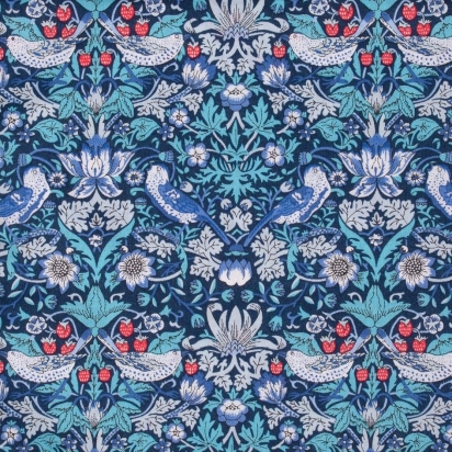 Tissu au mètre Liberty Strawberry Thief bleu turquoise