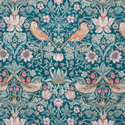 Tissu au mètre Liberty Strawberry Thief vert émeraude