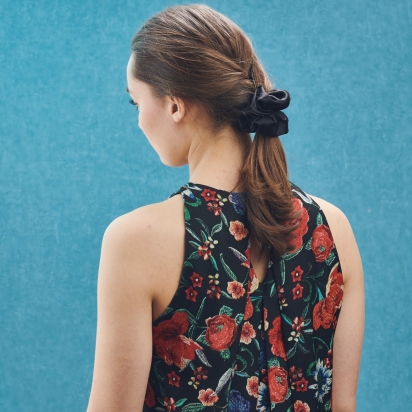 Black Silk Scrunchie 2