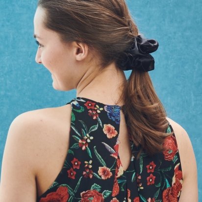 Black Silk Scrunchie