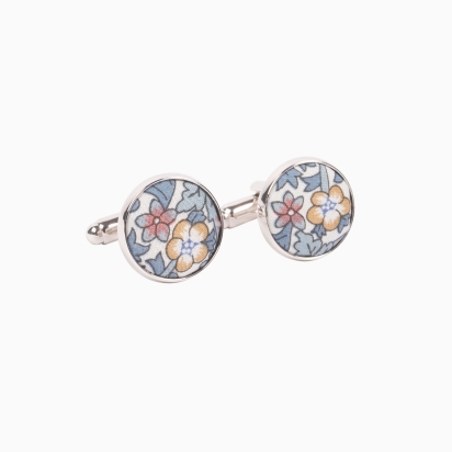 Boutons de manchette Liberty Strawberry Thief bleu gris 2