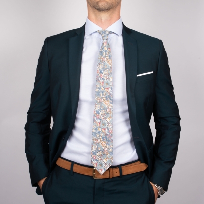 Liberty Grey Blue Strawberry Thief Tie 2