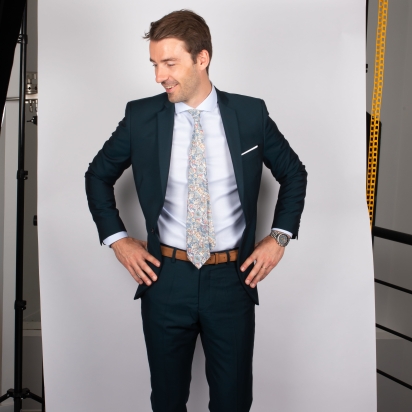 Liberty Grey Blue Strawberry Thief Tie