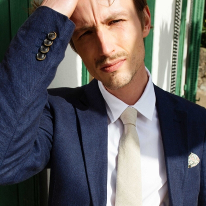 Natural textured Linen Tie 2