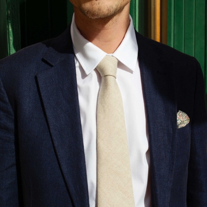 Natural textured Linen Tie