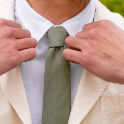 Clay Green Linen Tie