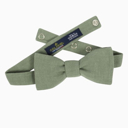 Noeud papillon Lin vert argile