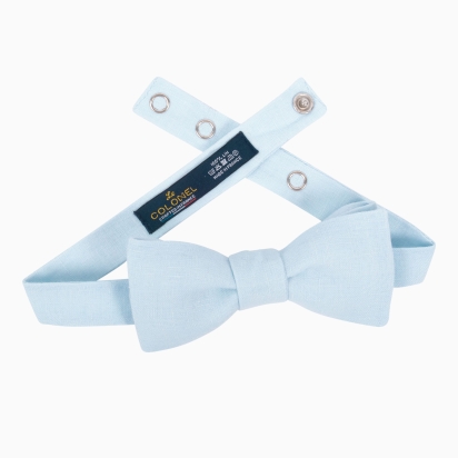 Sky Blue Linen Bow Tie