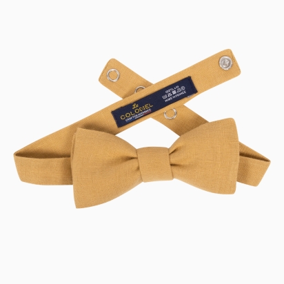 Mustard Linen Bow Tie