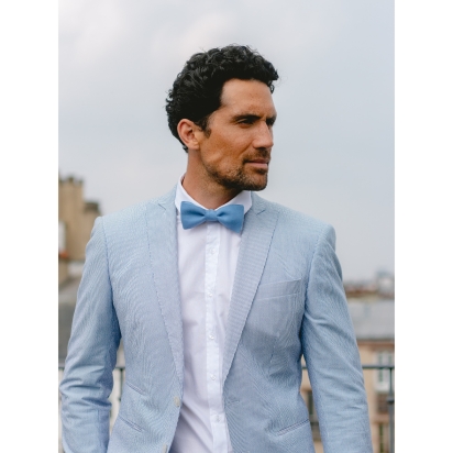 Cornflower blue Linen Bow Tie